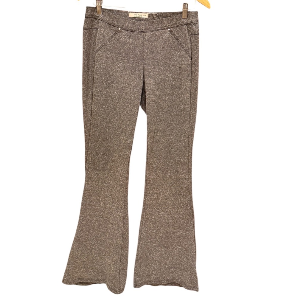 Free People Womens Heather Gray Flare Pull On Pants Studded Pockets Size Medium